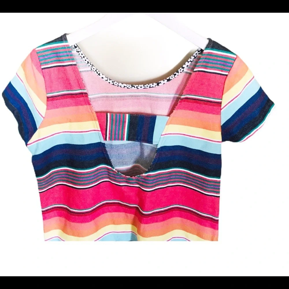 NWT UNCLE FRANK (Anthro) Weekend Stripe Cotton Dress With Fringe Trim Red Small - Picture 11 of 13